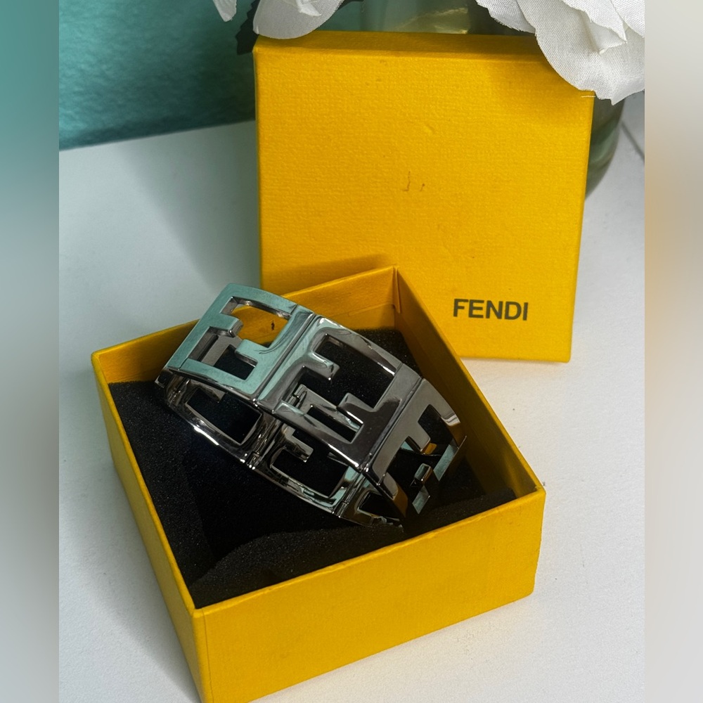 Fendi Silver FF Cutout Bracelet